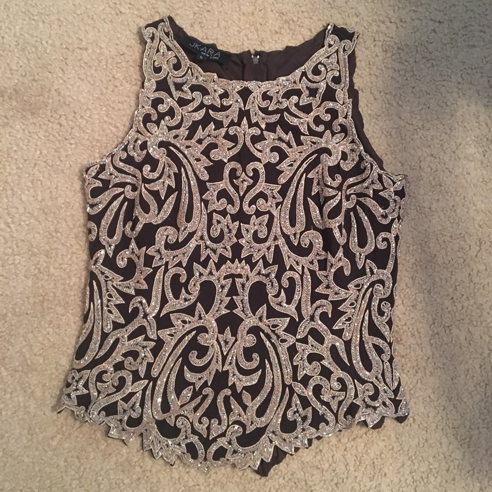 J KARA Brown and Gold beaded Dress